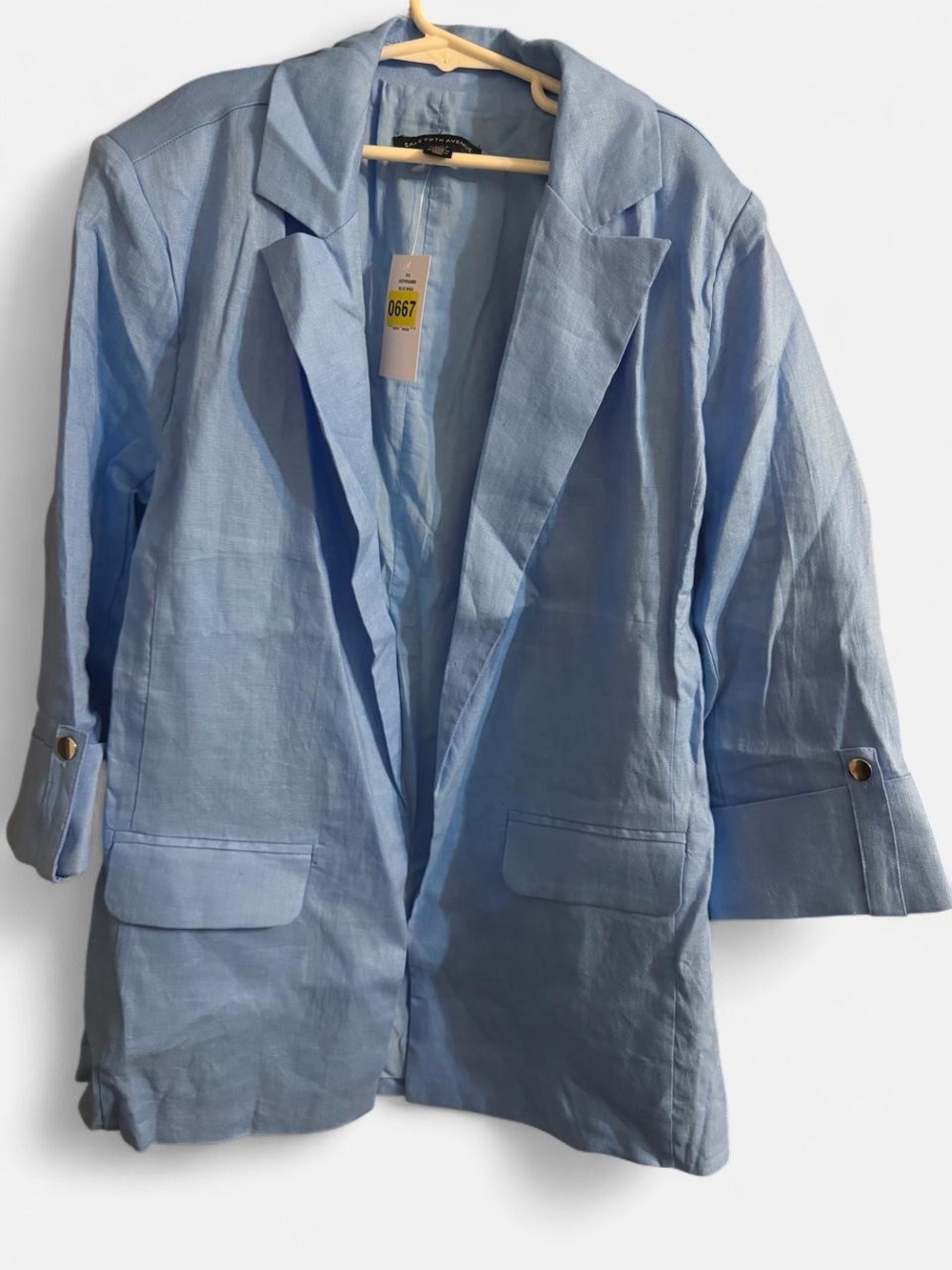 Saks Fifth Avenue Blue linen blazer with button cuffs xs nwt